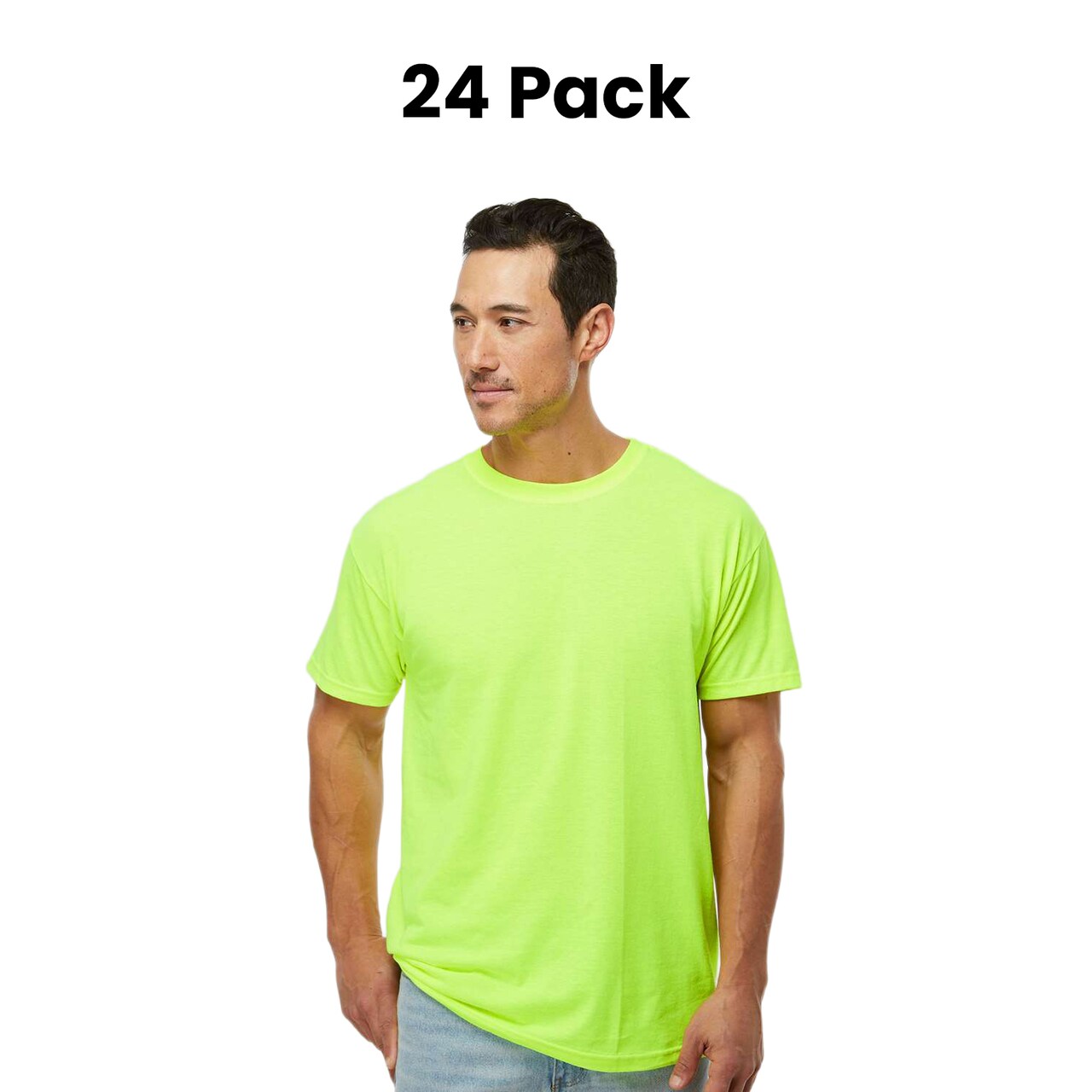 24 Pack : M&O Men’s Gold Soft Touch USA Cotton Jersey Crewneck T Shirt For Easy Customization